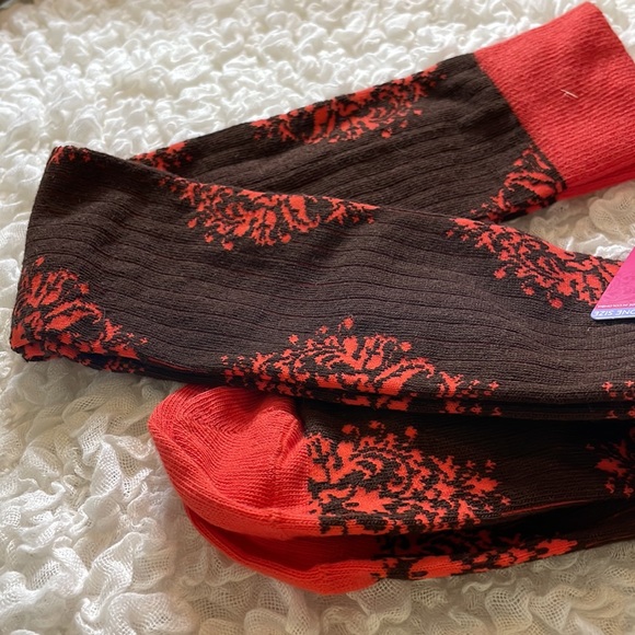 Orange & Brown Over the Knee Demask Socks - Picture 2 of 6